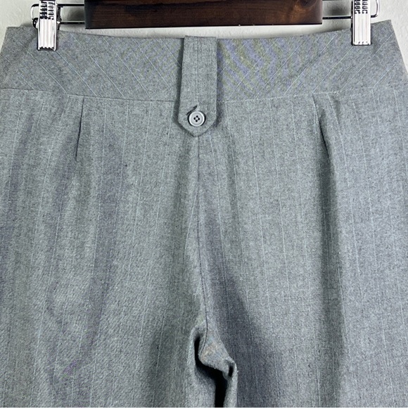 Larry Levine Women's Cropped Casual Pants Wide Leg Striped Stretch Gray Size 6 - Picture 8 of 10